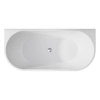 Cadă de baie BESCO Leya, freestanding lipită de perete, acril, canelată, 170×78 cm, alb